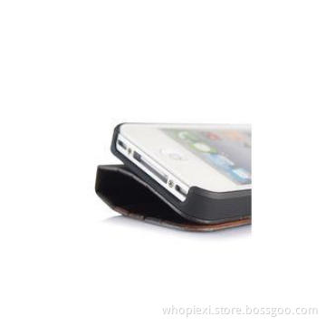 Anti Radiation Wood and Real Leather Cell Phone Case , Univ